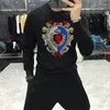 Men's Hoodies Handsome Personality Hoody Male Sweatshirts Rhinestone Plus Velvet Thickening Luxury Pullover Style