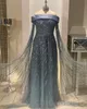 2023 Arabic Aso Ebi Lussuosi abiti da ballo grigio grigio paillettes in perline A-Line Formale Formale Secondo ricevimento Accogliente abiti da fidanzamento di compleanno ZJ404