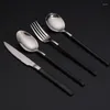 Juegos de vajilla Juego de lujo Cuchillo Tenedor Cuchara Cubiertos negros Vajilla Cubiertos de acero inoxidable Utensilios de cocina Servicio de mesa Regalo