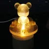 Jewelry Pouches Handmade Resin Art Wood LED Light Dispaly Base Crystal Glass Ornament Wooden Night Lighted Stand Crafts