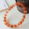 Strand Natural Red Rutilated Quartz Crystal Stretch Round Beads Bracelets For Women 8mm