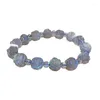 Strand Grey Moonstone Natural Stone Bransoletka Labradoryt Rzeźbione koraliki kwiatowe dla kobiet kryształowa biżuteria Joursneige