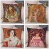 Pillow Mucha Style Pretty Girl Vintage European Cover Decor Beautiful Girls Pattern Short Plush Pillowcase For Sofa Case