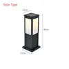 Outdoor Solar LED Lawn Light Waterproof Iron Art Pillar Bollard Villa Courtyard Landscape Stand Lights