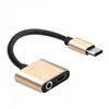 Adapterladdning hörlurar 2 i 1 typ-C till 3,5 mm jackhuvud Aux Audio USB C-kabel
