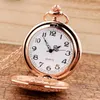 Pocket Watches Rose Golden People Watch Chains Halsband Retro Copper Quartz Steampunk Pendant Men Kids Gifts