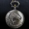 Pocket Watches Vintage Fishing Fish Fob Watch Relogio Masculino voor man vrouwelijke klok verjaardagscadeaus vrienden accessoire