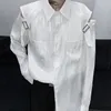 Men's Casual Shirts Fashion Design Brand Off Shoulder Shirt Men's Long Sleeve Summer Autumn 2022 Satin Top Singer Stage Party Club