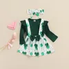 Kleidungssets MaBaby 0-18M St. Patricks Day Born Kleinkind Baby Mädchen Kleidung Set Strampler Schleife Vierblättriges Kleeblatt Röcke Kostüme Outfit D35