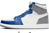 Avec la boîte Jumpman 1 Chaussures de basket Hommes Femmes 1S True Blue baskets baskets de sport Pantoufles Taille 6 6.5 7 7.5 8 8.5 9 9.5 10 10.5 11 11.5 12 12.5 13 13.5