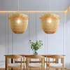 Lampes suspendues 2022 fait à la main noisette bambou tissé Asie du Sud vacances Restaurant El japonais Hawaii été Style lampe lustre