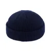 Mode män beanie vinter stickad hatt pojke skullcap sjöman cap manschetter retro marinen kort hatt fast färg unisex höst varm mössa de918