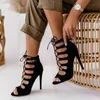 New Hollow Sandals Women Out Cross Straps Soild Color Ladies High Sexy Fahsion Summer Shoes Thin Heels T221209 63c5