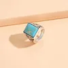 Wedding Rings Blue Square Ring European And American Trendy Green Turquoise Retro Jewelry Gift For Men Women