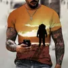 Herren-T-Shirts, buntes Sternenhimmel-Erde-Kurzarm-Street-Fashion-Fitness-Shirt, Sommer-3D-Druck, Unisex-T-Shirt