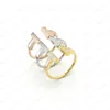Lyxiga par enkel ring designer klassiska smycken 18K silverpläterad ros brudklänning grossist justerbar med låda