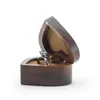 Jewelry Pouches Solid Wood Wedding Proposal Ring Box Heart Shaped Small Portable Storage Display Case With Magnet