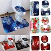 Toiletbrakomslagen 3 stks Kerstdek Tapijt badkamer set Fancy Santa mat decoraties voor thuis