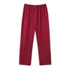 Mäns sömnkläder Autumn Winter Knited Cotton Men Long Plaid Pants Casual Soft Loose M-4XL Sleep Pant Male Solid Pyjama Bottoms