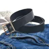 Ceintures Ceinture en cuir PU pour femmes Boucle carrée Pin Jeans Noir Chic Fantaisie Vintage Sangle Femme