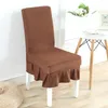 Housses de chaise amovibles housse de siège de couleur rouge pur avec jupe pendule extensible housses élastiques pour noël El Banquet fête