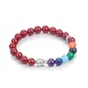 Strand Naturel 7 Chakra Pierre Cristal Perles Bracelet Bouddha Tête Joueur Chaplet Bracelet Reiki Guérison Yoga Méditation Femme Bijoux Cadeau