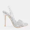 Sandals Summer Fashion Rhinestone PVC Clear Heels Stilettos Sandals Ladies Pointed Toe Party Silver Wedding Shoes Gold Slip-On Sandals T221209