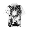 Chemises décontractées pour hommes Chemise hawaïenne pour hommes 3D coloré animal tigre imprimé mode féroce tendance harajuku dessin animé lâche surdimensionné hauts 5xl