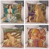 Pillow Mucha Style Pretty Girl Vintage European Cover Decor Beautiful Girls Pattern Short Plush Pillowcase For Sofa Case