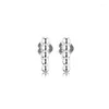 Stud Earrings For Women Row Of Beads Slopes 925 Silver Fashion Female Gift