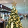 Juldekorationer Guld Silver Red Tree Topper Star Ornaments Xmas Top Five Pointed Decor för Navidad Noel Year Home Party