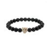 Strand 2022 Men Fashion Jewelry Show 8MM Stone Beads Bracelets Silver Rose Gold Pave CZ Leopard Head Charm