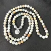 Strand Women Men Jewelry 8mm Matte Amazonite Kamienne koraliki Om Bransoletka Charm 108 Mala Yoga Chakra lub Naszyjnik