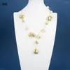 H￤nge halsband guaiguai smycken naturligt s￶tvatten odlad vit keshi p￤rlstj￤rnform gr￶na krysopras guldpl￤terade kant halsband f￶r