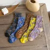 Vrouwen sokken 3D in reliëf middenbuisstapel voor retro reliëf Japanse winter warme vrouwelijke losse hoge sok