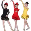 Stage Wear 2022 Lace Est Sexy Ballroom Dresses Tango Salsa Latin Dance Dress Children Red Black For Girls Long Sleeve298Z