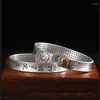 Bangle SV Braccialetto Mantra a sei caratteri Uomo Sutra del cuore Legge antica Dodici Zodiaco Vita Buddha Proverbi Aperto Solido