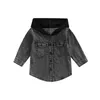 Jackor Focusnorm 0-5y Autumn Toddler Boys Girls Coat 2 f￤rger Solid denim l￥ng￤rmad enkelbr￶st lappt￤cke huva