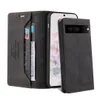 Telefonfodral för Google Pixel 8 7 6 6A Pro Luxury Fashion Plånbok Retro Pu Leather TPU -fodral med kortplatser