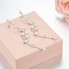 Bengelen oorbellen soelle hoge kwaliteit s925 sterling zilveren micro -inleg vierkant traan geometrie kubieke zirconia lange vrouwen luxe sieraden