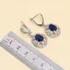 Ensemble collier et boucles d'oreilles en Zircon bleu 2022, bijoux en argent Sterling 925 pour femmes, avec Bracelet, pendentif, bague, cadeau d'anniversaire