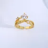 Anel de proposta ajustável de anéis de cluster para mulheres cruzar cúbicos zirconia color de ouro Acessórios de casamento de dedos Jóias Presente KCR003