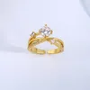 Anelli a grappolo Anello di proposta regolabile per le donne Croce Cubic Zirconia Colore oro Accessori da sposa Accessori per gioielli Regalo KCR003