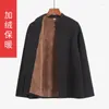 Ethnische Kleidung Herbst Winter Tang-Anzug Jacken Baumwolle Fleece Warm Halten Chinesischen Stil Dicken Mantel Retro Hanfu Männer Traditionelle Tops