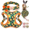 Hundhalsar Täckan Personlig hundkrage Leash Harness Print Floral Dogs ID Halsar Reflekterande Vest Harness Breattable för Small Medium Large Dog T221212