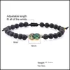 Beaded Strands Women Mencross Heart Round Shape Natural Abalone Shell Charm Bracelet Lava Volcanic Stone Beads Braided Rope Bracele Otbci