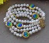 Strand Z11893 4Row 8'' 15mm Gold-Plated Ancient Glass Round Freshwater Pearl Bracelet