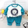 Spring Baby Boys Girls Casual Full Kids Cartoon Lion T-Shirt Pants 2Pcs/Sets Infant Cotton Clothing Children Fashion Tracksuit