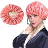 DHL Silk Nightcap Hat Hair Clippers Doble lado ajustable Mujeres Head Cover Sleep Cap Satin Soft Bath Cap