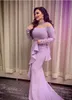 Arabic Aso Ebi Lilac Mermaid Adustri da ballo di perline Cristalli Formale Formale Secondo ricevimento di compleanno Abiti da damigella d'onore Dress ZJ